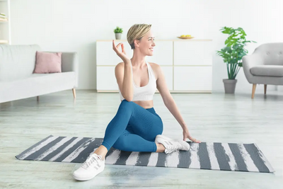 Yoga Mat | 6mm Thick | Blue Striped | Non-Slip | Eco Friendly | Yune Yoga | Fir-3