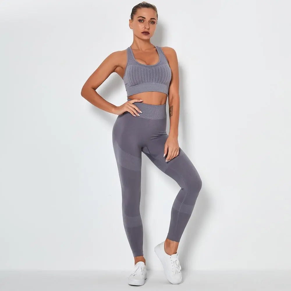 Seamless Yoga Fitness Set Women Sportswear Tank Bra Crop Top Leggings Pants Workout Clothes Gym Clothing 2 Piece Yoga Tracksuit-6