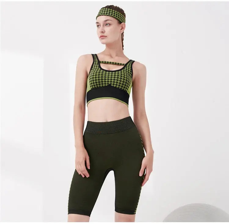 Seamless Yoga Set Workout Push Up Gym Fitness Tracksuit Bra Tank Crop Top Shorts Outwear Running Suit Fasshion Two Piece Set-5
