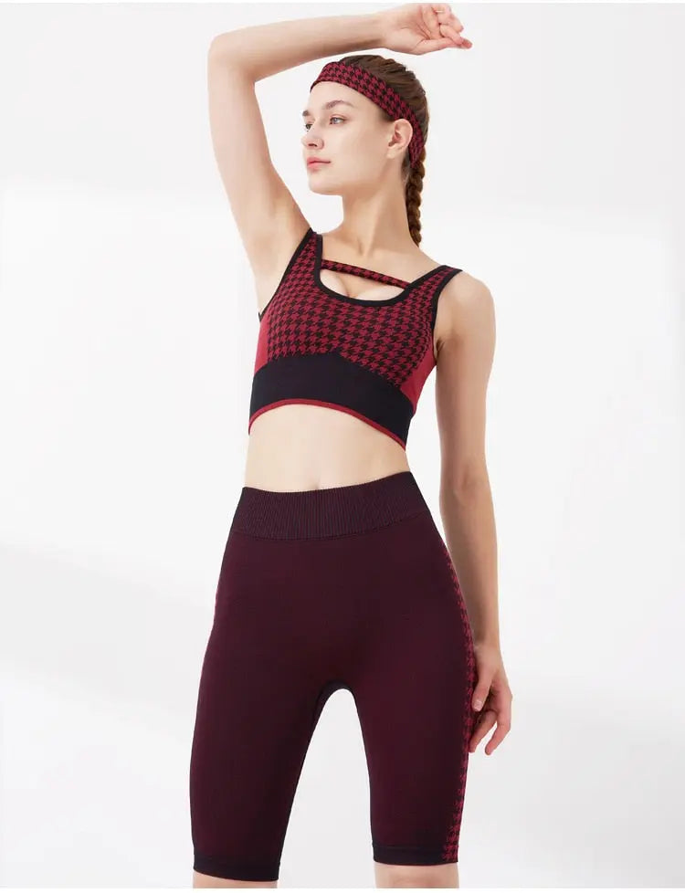 Seamless Yoga Set Workout Push Up Gym Fitness Tracksuit Bra Tank Crop Top Shorts Outwear Running Suit Fasshion Two Piece Set-4