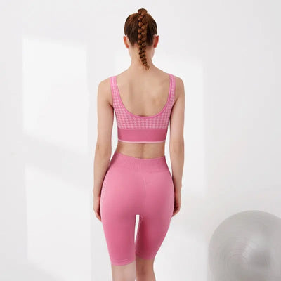 Seamless Yoga Set Workout Push Up Gym Fitness Tracksuit Bra Tank Crop Top Shorts Outwear Running Suit Fasshion Two Piece Set-1