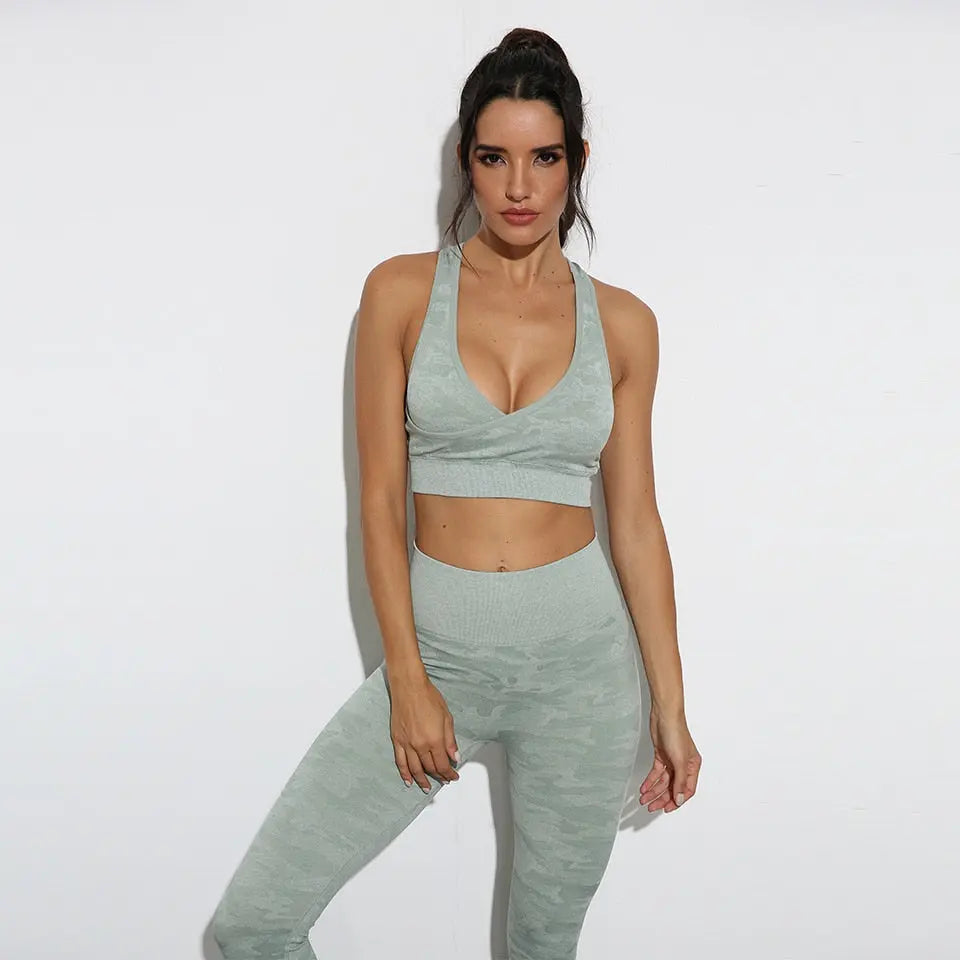 3Pcs Yoga Set Sport Suits Gym Wear Seamless Sportswear Workout Leggings Sports Bra Long Sleeves Crop Tops Fitness Clothing-4