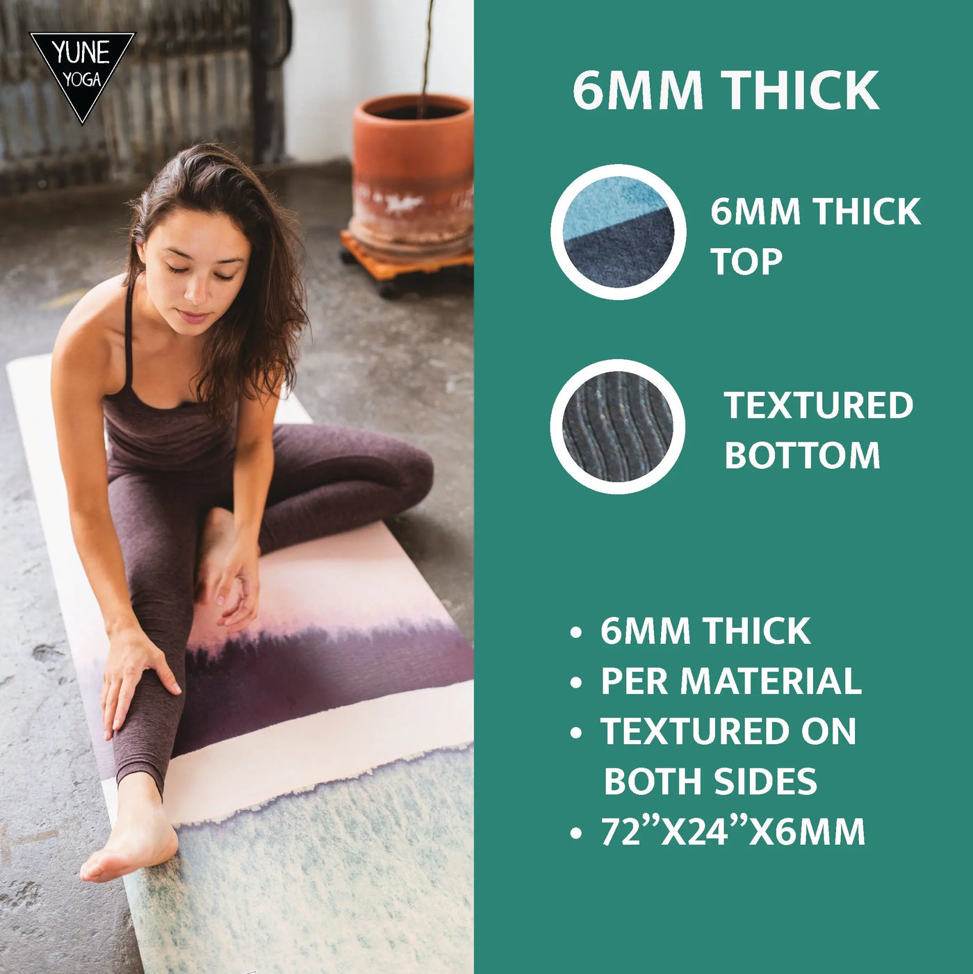 Red Rocks Grass Yoga Mat – 6 mm Extra Thick, Double-Sided Non-Slip, Eco-Friendly PER with Desert Canyon Design | Yune Yoga-4